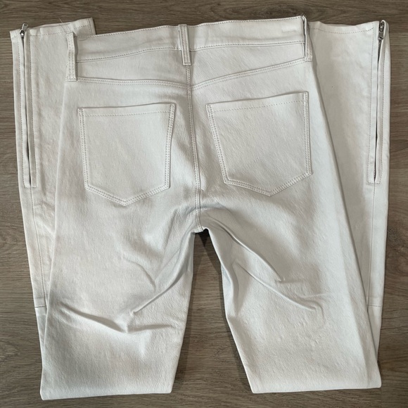 J BRAND Mid Rise 100% Lamb Leather Pants Tectonic Ivory White-Size 24 - Picture 5 of 7